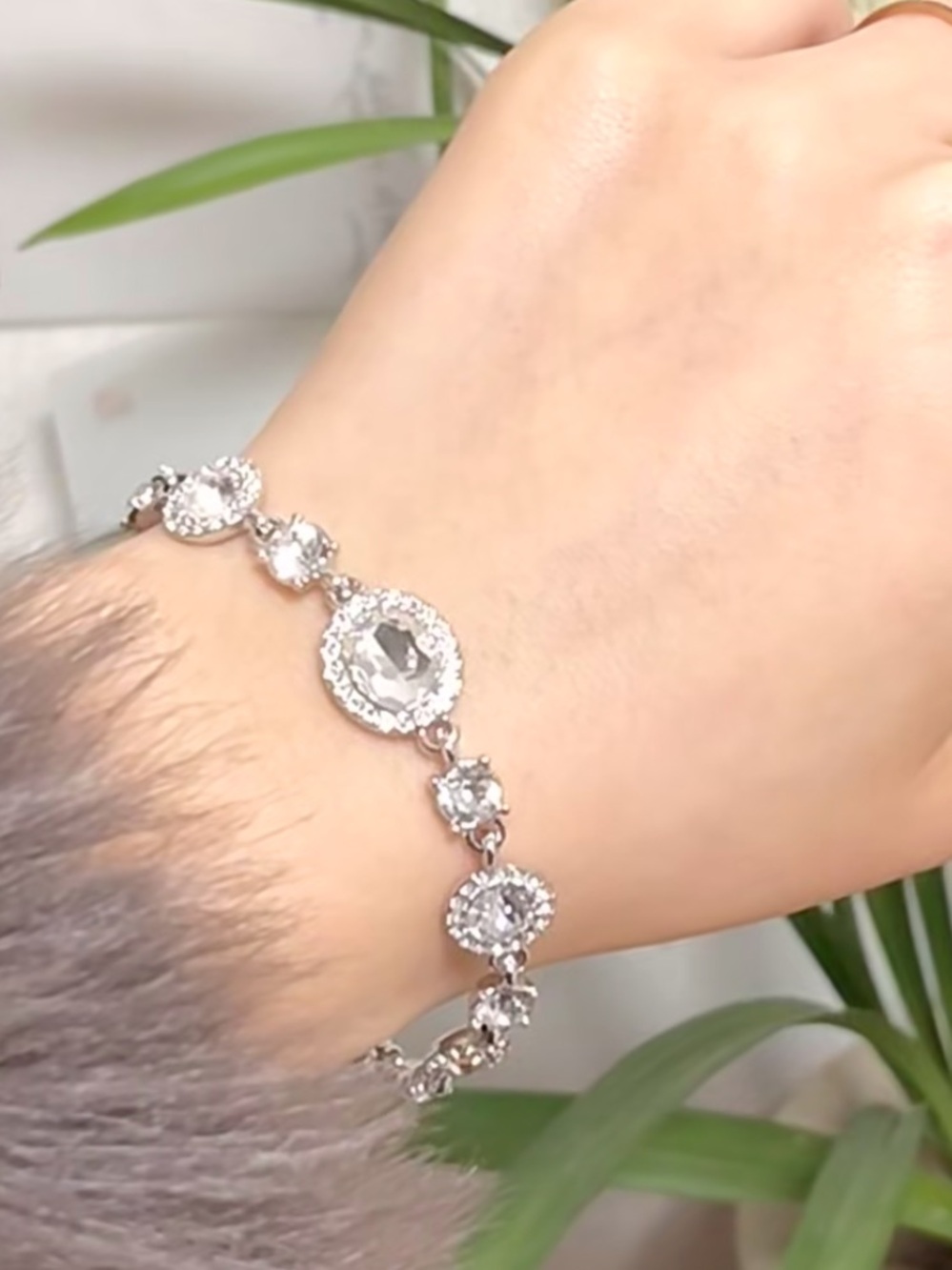 Givenchy Silver Crystal Link Bracelet - Picture 3 of 12